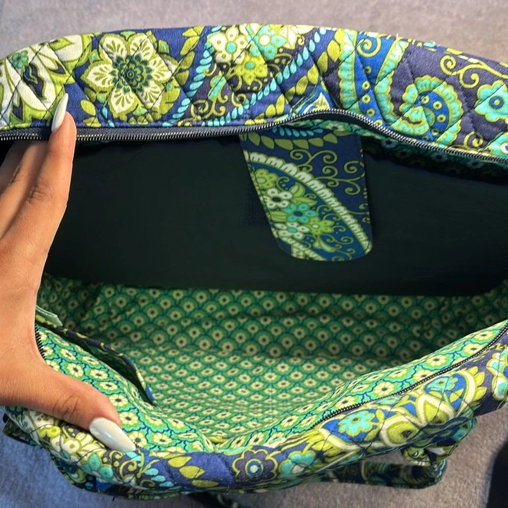 Green and Blue Quilted Laptop Bag with Paisley Print Vera Bradley